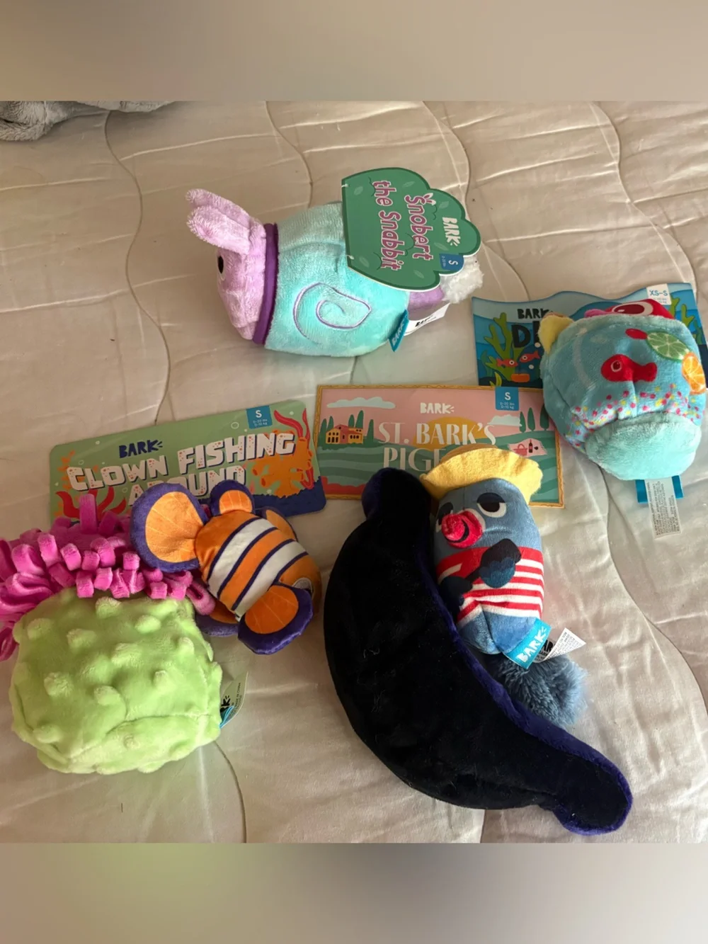 Bark Dig Toys Plush Snobbert & Sea Friends Set -XS-S (0-20lbs)